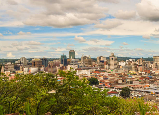 Zimbabwe fintech growth accelerates as currency system evolves Aerial daytime panorama of Harare city centre Zimbabwe