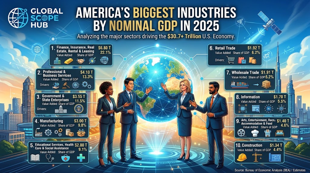 America’s biggest industries by nominal gdp in 2025 Top U.S. Industry Groups by Nominal GDP 2025